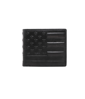 Wrangler Genuine Leather US Flag Mens Wallet Black