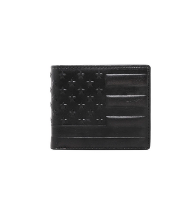 Wrangler Genuine Leather US Flag Mens Wallet Black