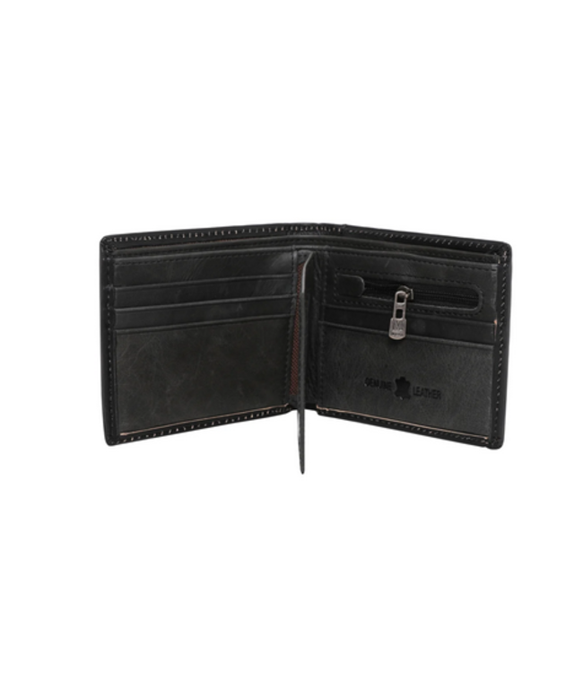 Wrangler Genuine Leather US Flag Mens Wallet Black