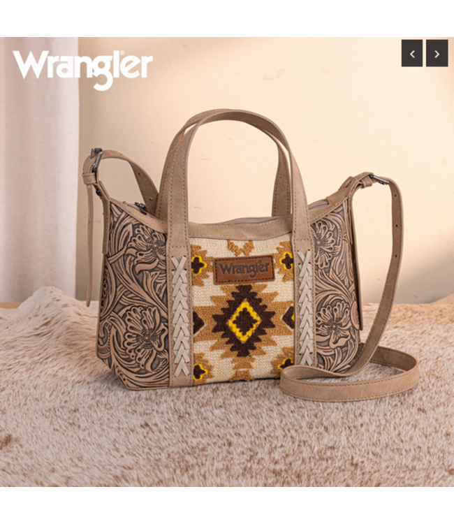 Wrangler Wrangler Tooled Aztec Pattern Print Tote/Crossbody