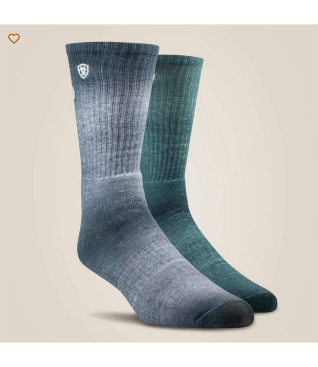 Ariat Incognito Graphic Crew Work Sock 2 Pair Multi Color Pack