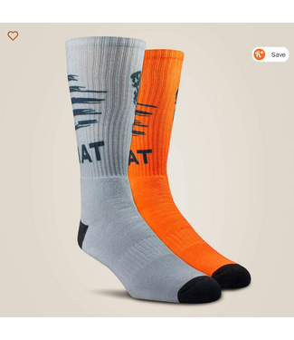 Ariat Patriot Graphic Crew Work Sock 2 Pair Multi Color Pack