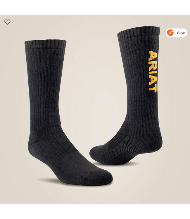 Ariat Premium Ringspun Cotton Mid Calf Work Sock 3 Pair Pack