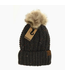 C.C Beanie Fuzzy Lined Flecked Fur Pom Cc Beanie