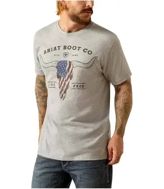 Ariat Mens Ariat Long Live Freedom T-Shirt - Grey