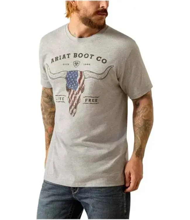 Ariat Mens Ariat Long Live Freedom T-Shirt - Grey