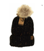 C.C Beanie Fuzzy Lined Flecked Fur Pom Cc Beanie