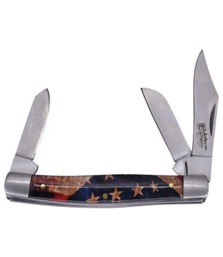 Justin Justin Stockman Knife Acrylic USA Flag 3 Blade