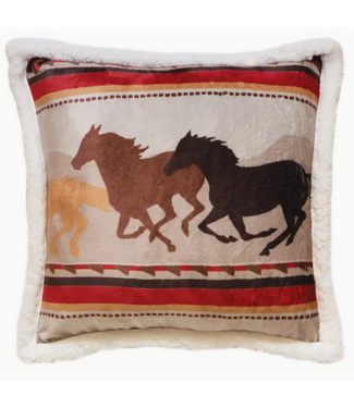 Wrangler Running Horse Plush Sherpa Pillow