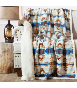 Wrangler Stack Rock Southwest Plush Sherpa Throw