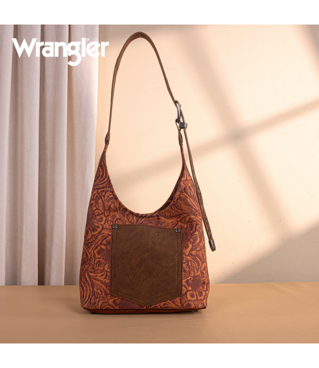 Wrangler Wrangler Vintage Floral Printed Hobo Bag-Brown