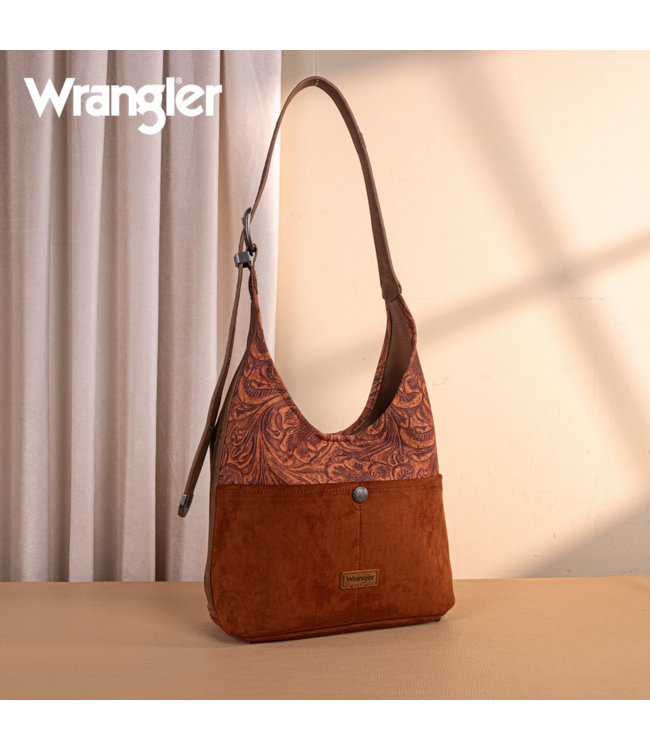 Wrangler Wrangler Vintage Floral Printed Hobo Bag-Brown