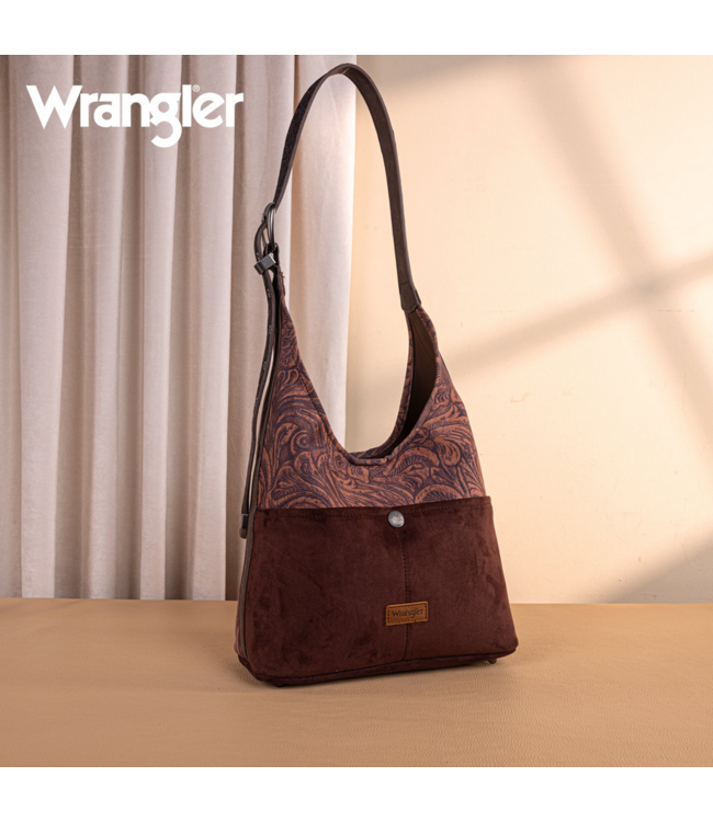Wrangler Wrangler Vintage Floral Printed Hobo Bag-Coffee