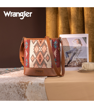 Wrangler Wrangler Aztec Distressed Print Dual Sided Print Concealed Carry Crossbody-Brown