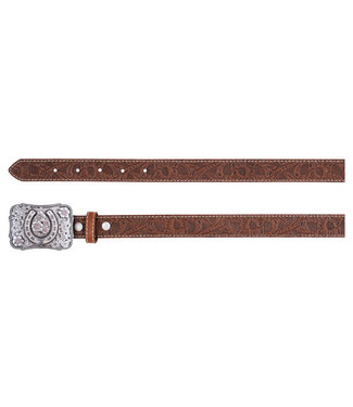 Catchfly Catchfly Girls Belt Brown Tooled