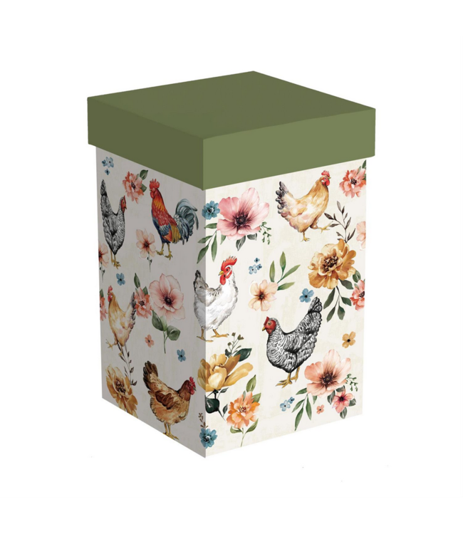 Evergreen Enterprises Petal  Plow Ceramic Cup Farm Chickens 17oz Gift Box