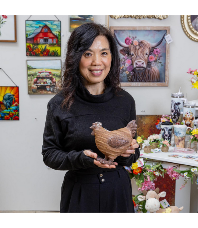 Evergreen Enterprises Petal  Plow Table Decor Resin Chicken, 7.75"H