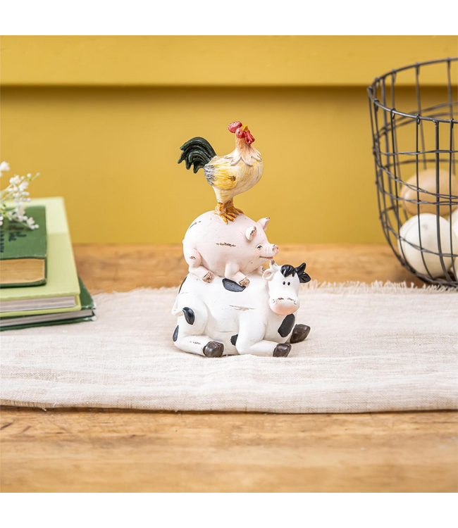 Evergreen Enterprises Petal Plow Table Decor Resin Farm Animal Trio, 7.5"H