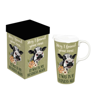 Evergreen Enterprises Petal Plow Ceramic Perfect Cup Farm Cow Funny 17oz Gift Box