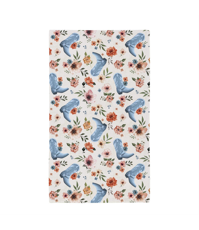 Evergreen Enterprises Petal Plow Kitchen Towel Quick Dry Waffle Weave Double-Sided Cowboy Boots