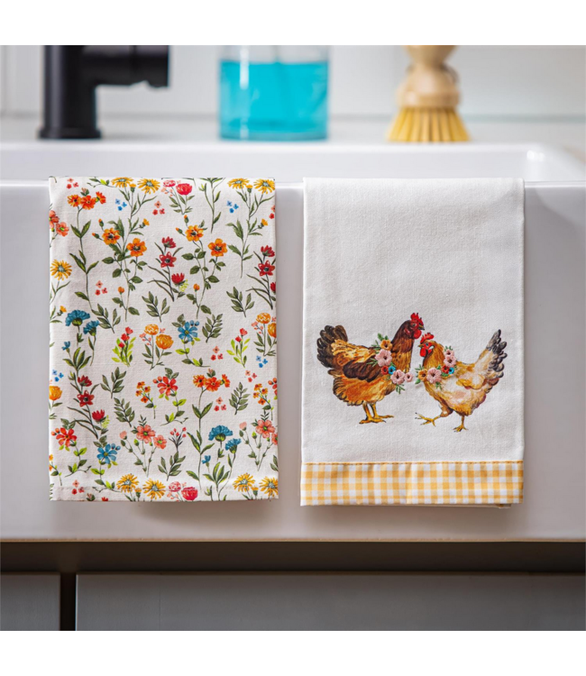 Evergreen Enterprises Petal Plow Kitchen Towel Farm Animal Tea Towel Set
