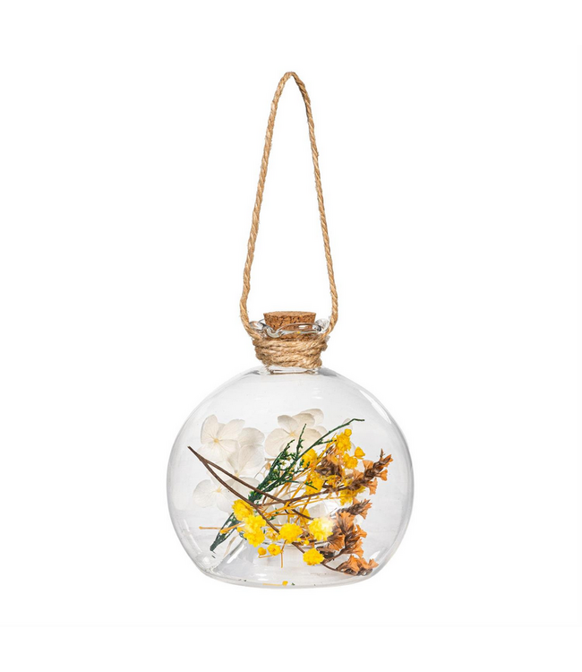 Evergreen Enterprises Petal Plow LED Hanging Decor Glass Jar with Floral 3.5"H