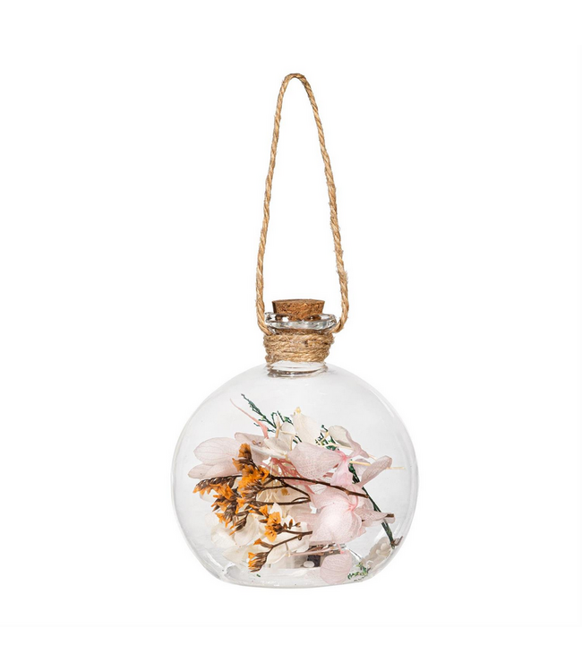 Evergreen Enterprises Petal Plow LED Hanging Decor Glass Jar with Floral 3.5"H