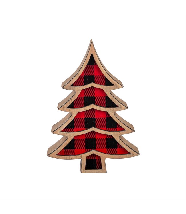 Evergreen Enterprises Woodland Storybook Buffalo Check Tabletop Tree Decor