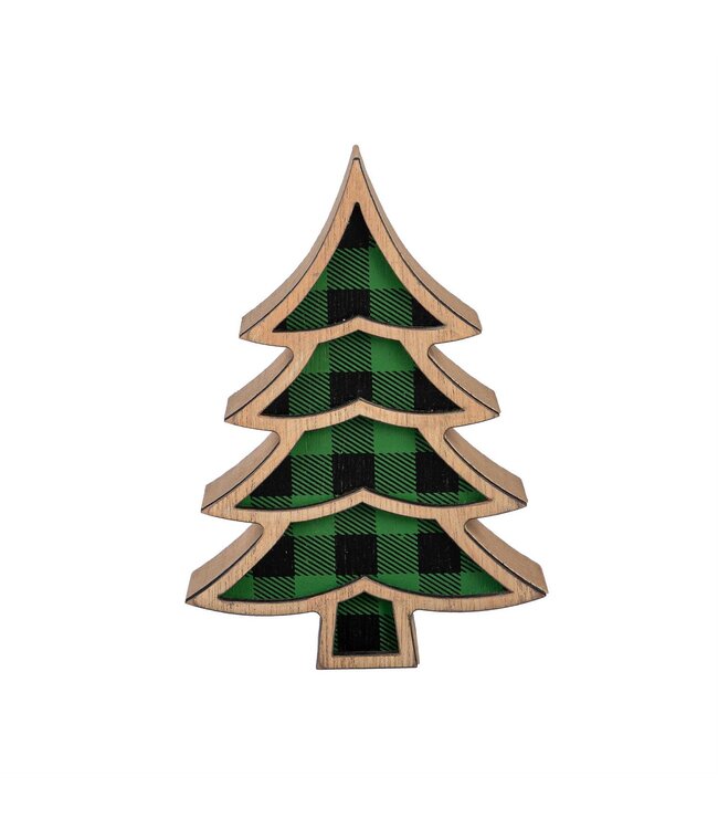 Evergreen Enterprises Woodland Storybook Buffalo Check Tabletop Tree Decor