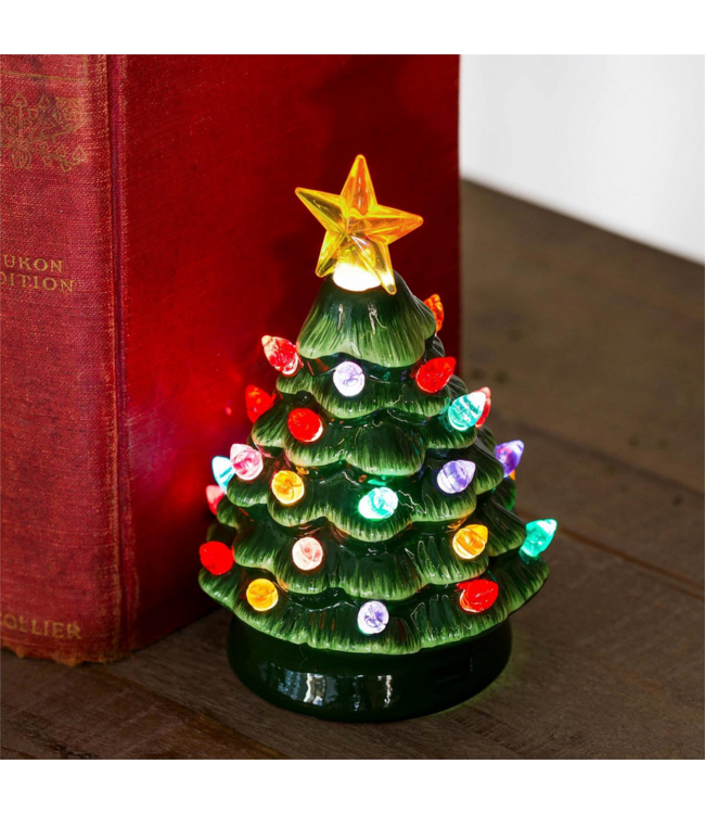 Evergreen Enterprises Joyful Traditions LED Table Decor Ceramic Mini Tree Color Changing 5"