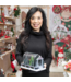 Evergreen Enterprises Holiday Poinsettia LED Table Decor Resin Greenhouse with Rotating Tree and Music 8.75"