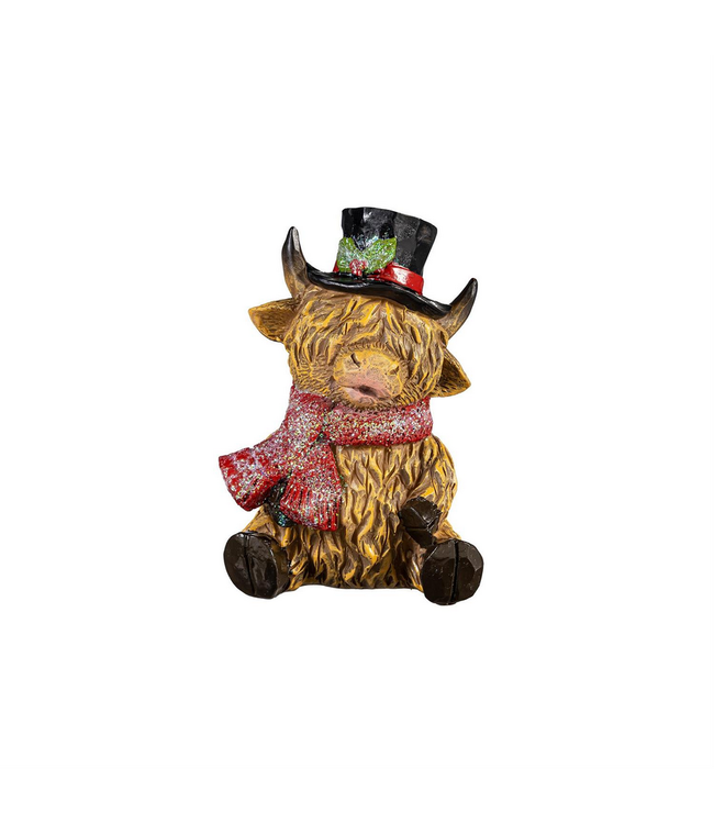 Evergreen Enterprises Woodland Storybook Table Décor Holiday Highland Cow Resin 4.5"H