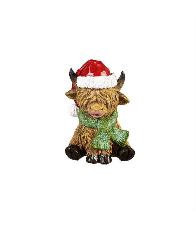 Evergreen Enterprises Woodland Storybook Table Décor Holiday Highland Cow Resin 4.5"H