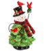 Evergreen Enterprises Joyful Traditions LED Table Decor Ceramic Snowman with Christmas Tree Body and Cardinals