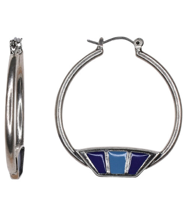 Justin Justin Ladies Earrings Color Block Enamel Hoops