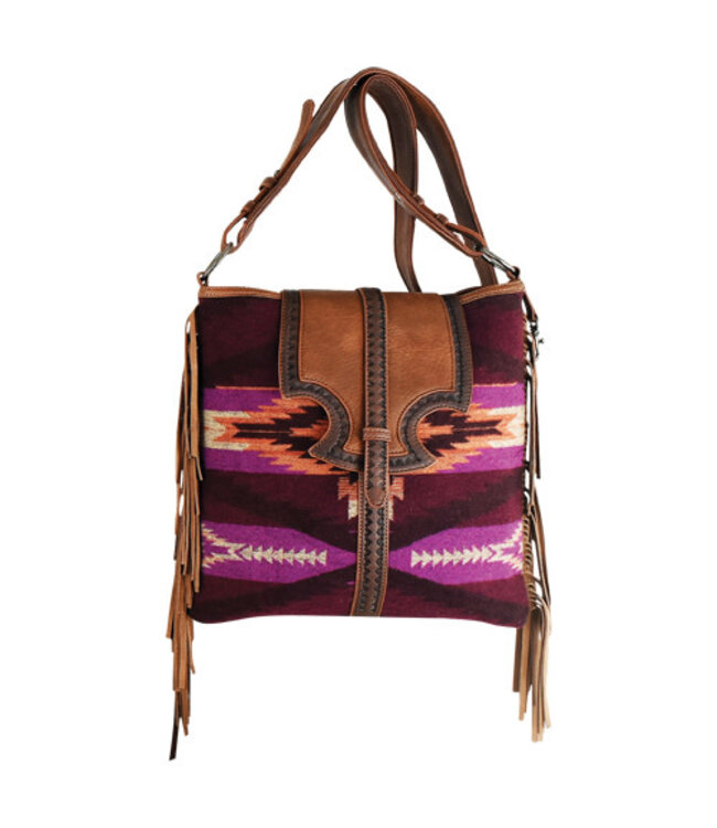 Justin Justin Crossbody Brown With Purple Aztec Blanket