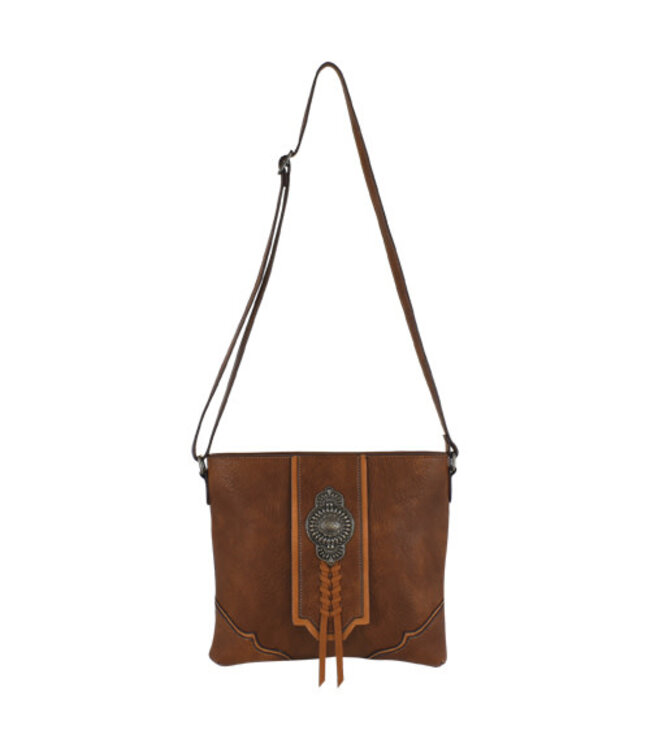 Justin Justin Ladies Crossbody Tan with Silvertone Concho