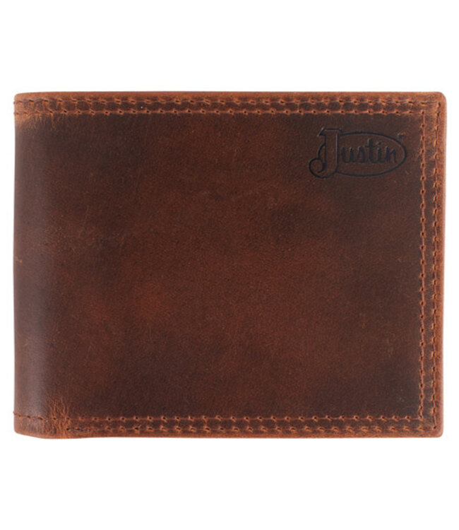 Justin Justin Mens Bifold Wallet Oiled Brown