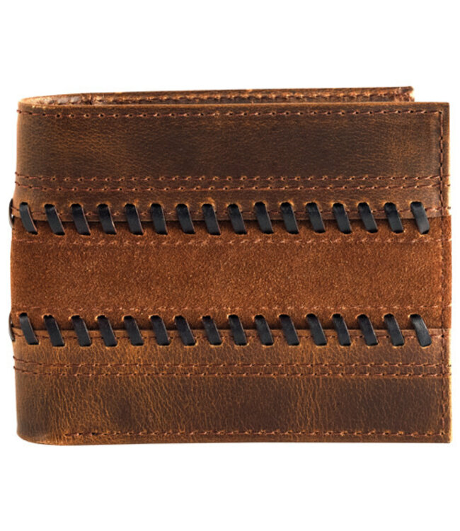 Justin Justin Mens Bifold Wallet Suede Trapunto