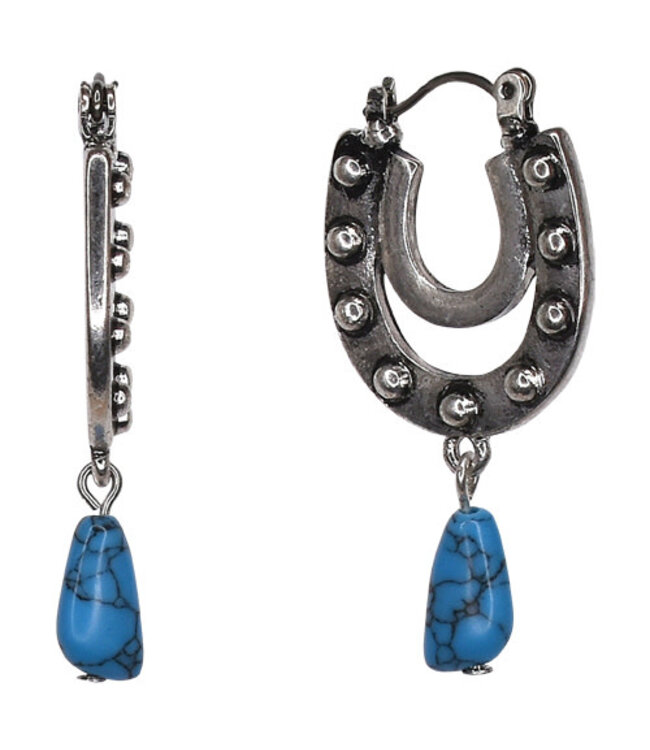 Justin Justin Double Horseshoe Earrings w/Stone