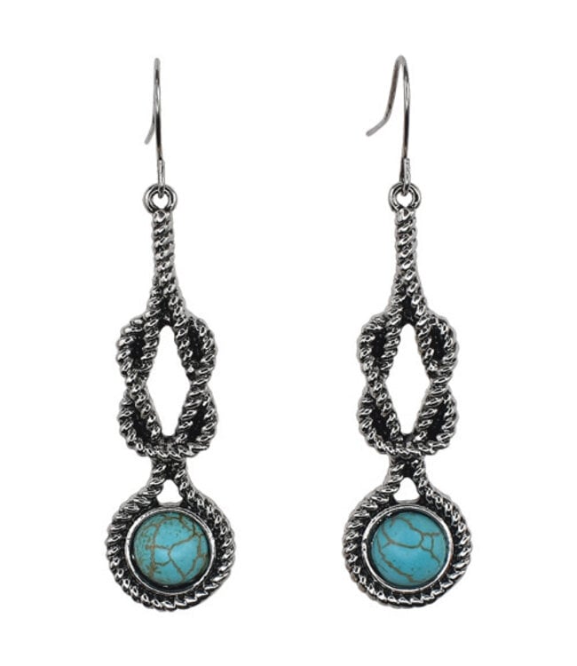 Justin Justin Drop Dangle Square Knot W/Faux Turquoise Stone