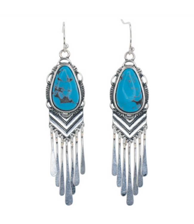 Justin Justin Ladies Earrings Faux Turquoise Drop With Chandelier