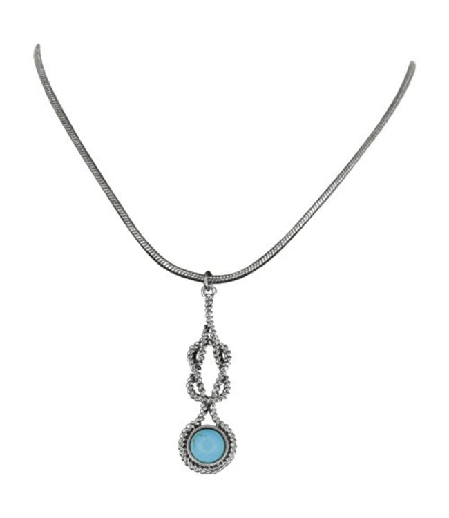 Justin Snake Chain With Square Knot Faux Turq Stone Pendant