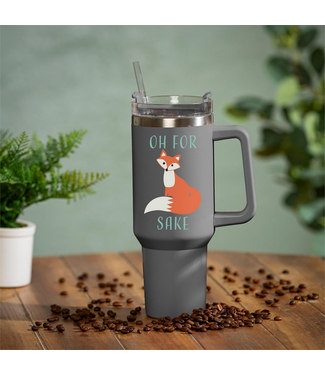 Evergreen Enterprises Oh For Fox Sake Canyon Cup Double Wall Stainless Steel w/ Straw 40oz Gift Box