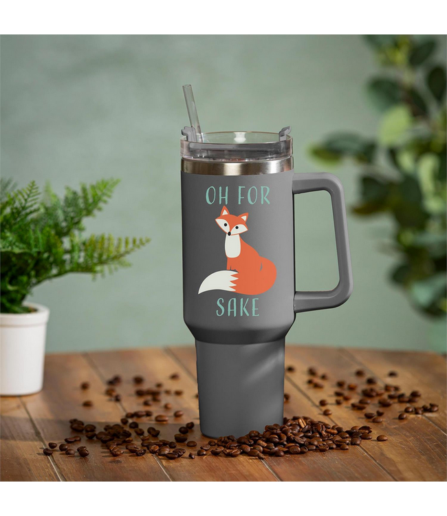 Evergreen Enterprises Oh For Fox Sake Canyon Cup Double Wall Stainless Steel w/ Straw 40oz Gift Box