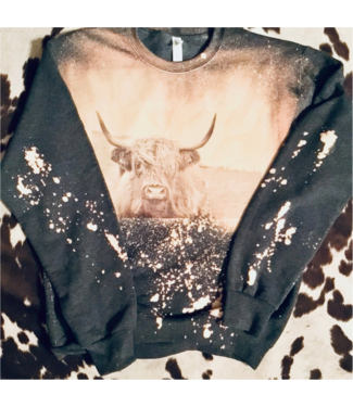 Ranchy Roan Boutique Highland Cowboy Distressed Sweatshirt