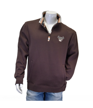 Cowboy Hardware Solid Qtr Zip Fleece Cadet Dark Chocolate