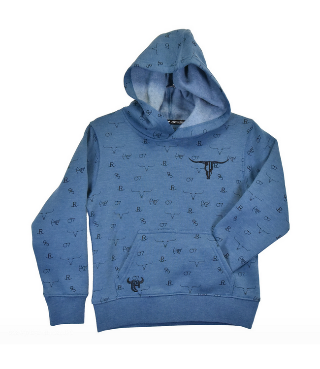 Cowboy Hardware Toddler Branding Irons Fleece Hoody Slate Blue