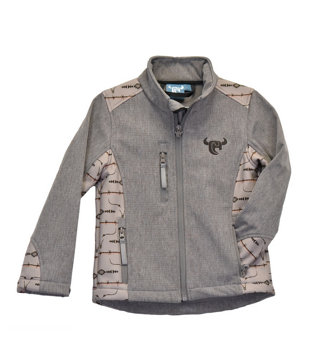 Cowboy Hardware Youth Ghost Aztec Barb Accent Poly Shell Jacket - Khaki