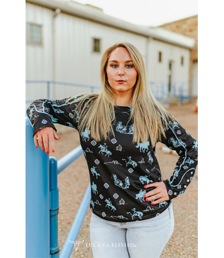 Lucky & Blessed Western Printed Pearl Snap Cuff
